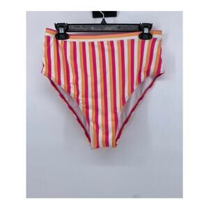 SHEIN Women's Plus Multi-Color Striped Swim Bottoms SZ 0XL(12)